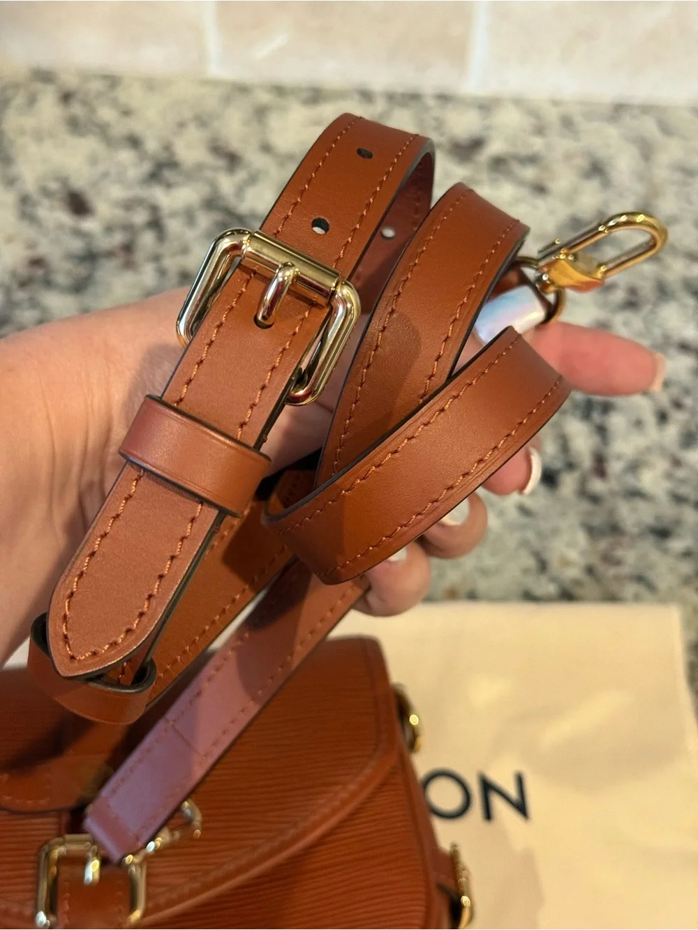 Louis Vuitton Cognac Saumur BB Epi Leather Crossbody